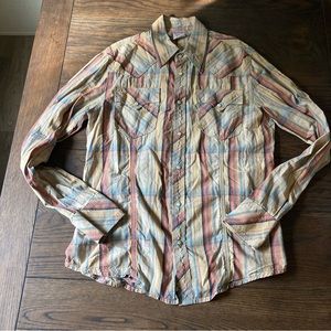 True religion pearl snap button down plaid shirt size XL